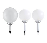 Lampe solaire boule lumineuse solaire lampe de jardin boule lampe chemin lumière, piquet IP44 résistant aux intempéries batterie, blanc argent, 4x LED blanc chaud