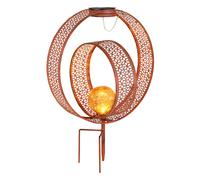 Lampe solaire boule orientale lampe décorative de jardin lampe solaire solaire en métal pour l'extérieur, verre craquelé, aspect rouille, 1x LED 0,06W blanc chaud, LxPxH 30x20x42 cm