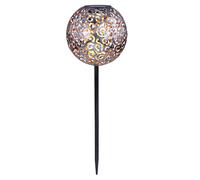 Lampe solaire Boule solaire pour l'extérieur argentée Lampe enfichable jardin Boule orientale, avec effet lumineux et piquet de terre, 1x LED 3000 Kelvin, DxH 18,5x54 cm