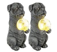 Animal Éclairage D'Extérieur Lampe Solaire LED Boule de Verre Craquelé Chien