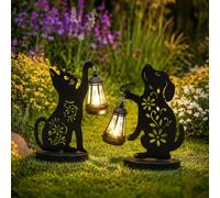 Lampe solaire chien et chat - Éclairage solaire - Forme de chien et de chat - IP65 étanche - Pour terrasse et jardin