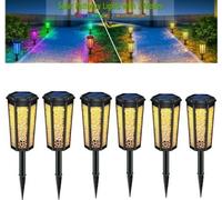 Lampe solaire de jardin, 4 pièces de lumière solaire LED blanc chaud Solar Lantern Stake étanche IP65 Lampe solaire Stake éclairage extérieur Lanterne d'ombre lumière de jardin