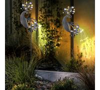Lampe solaire de jardin à prise solaire pour décoration de jardin extérieur design paon, métal plastique, LED 3000K, LxlxH 17,5x4,5x88 cm, lot de 2