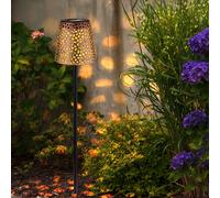 Lampe Solaire de Jardin Ampoule à Enficher Batterie IP44 Effet Lumière or Noir