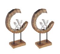Lampe solaire de jardin aspect bois, décoration de jardin, lampe solaire lune pour l'extérieur, branche argentée, LED 3000K blanc chaud, LxH 24x52 cm, lot de 2
