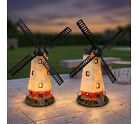 Lampe solaire Moulin à vent Lampe d'extérieur Lampe de jardin Décoration extérieure Batterie Résistante aux intempéries IP44, multicolore, LED blanc chaud, LxlxH 19x42x51cm, lot de 2