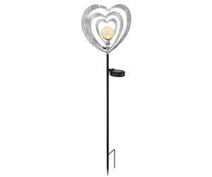 Lampe solaire de jardin, balise lumineuse, métal, gris argenté, LED, extérieur, H 82 cm