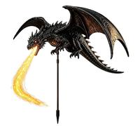 Lampe solaire de jardin Dragon en résine pour extérieur - Lumière chaude | Piquet d'extérieur en résine avec motif dragon - Lumière chaude et étanche - Éclairage extérieur - Projecteur et spot