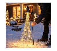 Lampe solaire de jardin en cascade de cloche de Noël, flocon de neige | Cloche de Noël vintage à suspendre pour pelouses, chemins, jardin, terrasse, placement extérieur, ambiance festive