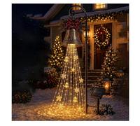 Lampe solaire de jardin en cascade de cloche de Noël, lumière blanche chaude sur piquet pour pelouse, jardin, allée, cour avant et vacances, décoration de Noël en plein air, 1 pièce