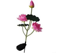 Lampe solaire de jardin en forme de lotus Rose 80 cm | Design lotus réaliste, hauteur 80 cm, pétales roses, charge solaire, capteur automatique du crépuscule à l'aube