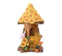Lampe solaire de jardin en résine avec motif de cabane de tournesol