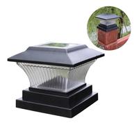 Lampe Solaire de Poteau Extérieur Étanche, Capuchon de Clôture Décoratif pour Patio, Jardin et Allée, Noir
