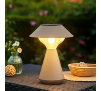 Lampe solaire de table Lampe d'extérieur LED couleur sable Lampe de jardin Lampe de balcon, acier inoxydable, LED 3000K blanc chaud, H 23 cm