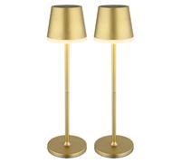 Lampe solaire de table Lampe d'extérieur Lampe d'appoint de jardin, métal doré, 2 hauteurs possibles, LED 3000K blanc chaud, H 41 cm, lot de 2