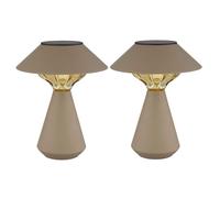 Lampe solaire de table Lampe d'extérieur LED couleur sable Lampe de jardin Lampe de balcon, acier inoxydable, LED 3000K blanc chaud, H 23 cm, lot de 2