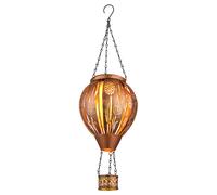 Lampe solaire Décoration de jardin LED Lampe solaire Ballon à air chaud Effet de feu Lampe d'extérieur Lampe à suspendre Lampe de terrasse, Décor découpé, brun cuivre, DxH 14 x 46 cm