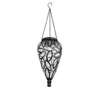 Lampe solaire décoration de jardin suspension lampe d'extérieur lampe solaire LED suspendue, en forme de goutte, métal noir, plastique transparent, 16x LED, DxH 13,5x 50 cm