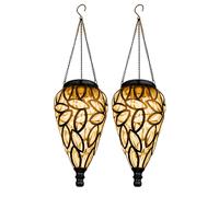 Lampe solaire décoration de jardin suspension lampe d'extérieur lampe solaire LED suspendue, en forme de goutte, métal noir, plastique transparent, 16x LED, DxH 13,5x 50 cm, lot de 2