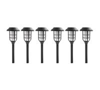 Lampe solaire décoration jardin pour extérieur piquet lampes solaires effet flamme piquet, plastique noir, batterie 6-8h, LED blanc chaud, DxH 12x43 cm, lot de 6