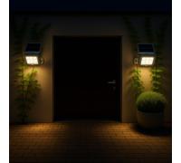Lampes solaires pour l'extérieur avec détecteur de mouvement Applique murale solaire LED extérieure avec détecteur de mouvement extérieur, LED 0,3W 150Lm blanc froid, LxlxH 12,8x10x11 cm, lot de 2