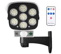 Lampe solaire d'extérieur avec détecteur de mouvement sans fil et caméra de sécurité factice IP66 étanche 77 LED lampe murale spot