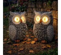 Lampe Solaire D'Extérieur Chouette Jardin Pierre Optique Animal Étanche LED 2er