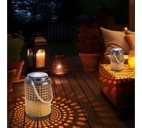 Lanterne solaire d'extérieur, lanterne solaire décorative bohème, lanterne solaire pour jardin extérieur, à suspendre, LED, DxH 12 x 16 cm, lot de 2
