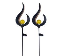 Lampe solaire d'extérieur Décoration Lampes enfichables Jardin Verre bronze, métal, LED, LxlxH 16,7x6x90 cm, lot de 2