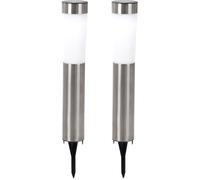 Lampe solaire d'extérieur en acier inoxydable, avec piquet de terre, lampe solaire enfichable, lampe de jardin, LED 0,06W, DxH 7,5x56 cm, lot de 2