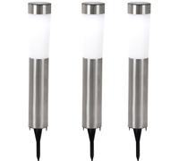 Lampe solaire d'extérieur en acier inoxydable avec piquet de terre, lampe solaire enfichable, lampe de jardin, LED 0,06 W, DxH 7,5x56 cm, lot de 3