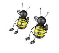 Lampe solaire d'extérieur en forme d'abeille, figurines de jardin décoratives pour l'extérieur en métal, batterie noir jaune, 1x LED 0,06 watt, H 25 cm, jardin, lot de 2