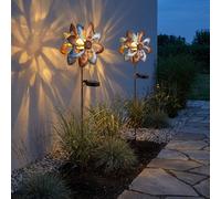 Lampe Solaire D'Extérieur Éolienne de Jardin LED Solardeko Or Argent H 92 CM 2x