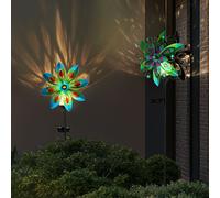 Lampe Solaire D'Extérieur Éolienne Fleur Multicolore LED Déco Jardin Pointe 2er