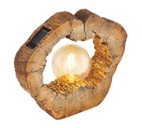 Lampe solaire d'extérieur jardin lampe solaire LED lampe solaire d'extérieur décoration de jardin arbre disque aspect bois marron, plastique, 1x LED blanc chaud, LxPxH 30,5x8,5x25,5 cm