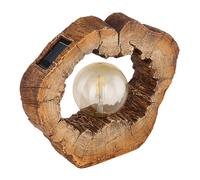 Lampe solaire d'extérieur jardin lampe solaire LED lampe solaire d'extérieur décoration de jardin arbre disque aspect bois marron, plastique, 1x LED blanc chaud, LxPxH 30,5x8,5x25,5 cm