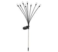 Lampe solaire d'extérieur, lampe de jardin, lumière décorative, lampe enfichable avec changement de couleur RVB, acier inoxydable, plastique noir, batterie, 8x LED RVB 0,06 W, H 70 cm