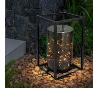 Lampe solaire d'extérieur Lampe solaire d'extérieur lampe de jardin cadre en métal Chaîne lumineuse solaire LED extérieur, métal acrylique, 1x LED blanc chaud, LxlxH 17x17x28 cm, patio jardin