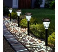 Lampe solaire d'extérieur Lampe solaire jardin - Lot de 8 - 35,67 cm de haut - Inox étanche - IP65