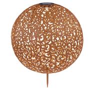 Lampe solaire d'extérieur LED Boule Lampe enfichable en métal de couleur rouille Lampe de jardin Lampe d'angle Décoration de jardin, boule orientale Lampe solaire, blanc chaud 3000K, hauteur 50 cm