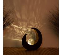 Lampe solaire d'extérieur lumière décorative de patio demi-lune extérieur, brun noir, boule de verre, 1xLED 0,06W, LxlxH 29,x9x30,3 cm, NINO 56010108