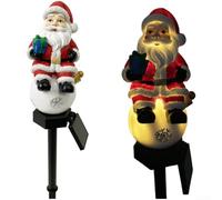 Lampe solaire d'extérieur Père Noël sur piquet pour pelouse (boule de neige