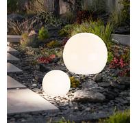 Lampe Solaire Éclairage Allée Chemin Extérieur LED Jardin Pointe Blanc Boule 2x