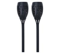 Lampe solaire effet feu torche solaire effet flamme lampe de jardin torche noire, plastique, ampoule LED orange, H 50 cm, lot de 2