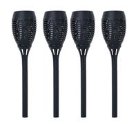 Lampe solaire effet feu torche solaire effet flamme lampe de jardin torche noire, plastique, ampoule LED orange, H 50 cm, lot de 4
