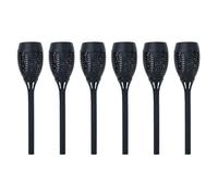 Lampe solaire effet feu torche solaire effet flamme lampe de jardin torche noire, plastique, ampoule LED orange, H 50 cm, lot de 6