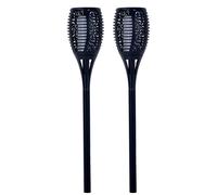 Lampe solaire effet feu torche solaire effet flamme lampe torche lampe de jardin lampe torche noire, plastique, ampoule LED vacillante orange, H 78 cm, lot de 2