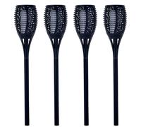 Lampe solaire effet feu torche solaire effet flamme lampe torche lampe de jardin lampe torche noire, plastique, ampoule LED vacillante orange, H 78 cm, lot de 4
