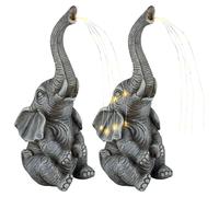 Lampe solaire éléphant Décoration de jardin Figurine animale Lampe solaire d'extérieur grise Éléphant, LED blanc chaud, LxlxH 13,5x13x32,5 cm, lot de 2