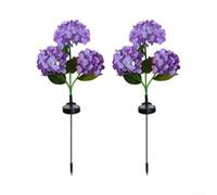 Lampe solaire en acier inoxydable - Décoration hortensia - Violet - 72 cm | Charge solaire, 8 à 10 heures de lueur nocturne, capteur automatique du crépuscule, installation sans fil